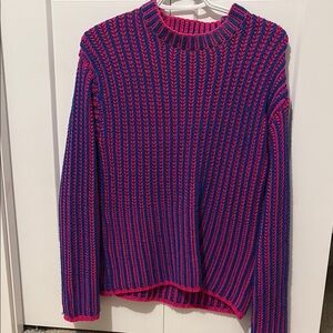 Endless Rose Pink and Blue Long Sleeve Tee with Ribbed Texture